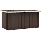 <p>Deze stijlvolle opbergbox is een ideale oplossing voor het opruimen van je tuin, patio of terras. De ruime tuinbox is zeer geschikt voor het opbergen van kussens, dekens, speelgoed en andere spullen. Hij kan, dankzij zijn massieve constructie, ook worden gebruikt als gereedschapskist. De opbergkist is gemaakt van stevig gegalvaniseerd staal en is dus geschikt voor zowel binnen als buiten.</p>
<p>De tuinbox heeft een ingetogen maar tijdloos ontwerp, waardoor hij in elk interieur past. Deze tuinbox is eenvoudig te monteren.</p>
<ul>
  <li>Kleur: bruin</li>
  <li>Materiaal: gegalvaniseerd staal en kunststof</li>
  <li>Totale afmetingen: 129 x 67 x 65 cm (L x B x H)</li>
  <li>Afmetingen binnenkant box: 119 x 59 x 60 cm (L x B x H)</li>
  <li>Gemakkelijk te openen en te sluiten dankzij scharnierdeksel</li>
  <li>Montage vereist</li>
</ul>