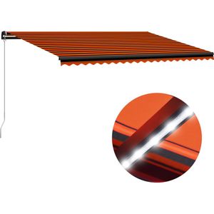 vidaXL Luifel handmatig uittrekbaar met LED 500x300 cm oranje en bruin