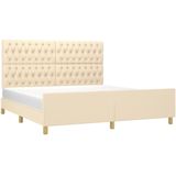 vidaXL Bedframe zonder matras stof crèmekleurig 180x200 cm