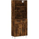 vidaXL Hoge kast 69,5x34x180 cm bewerkt hout gerookt eikenkleurig