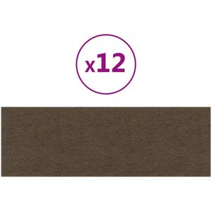 vidaXL-Wandpanelen-12-st-3,24-m²-90x30-cm-stof-bruin