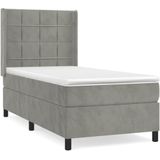 vidaXL Boxspring met matras fluweel lichtgrijs 90x190 cm
