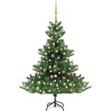 vidaXL Kunstkerstboom Nordmann met LED's en kerstballen 240 cm groen