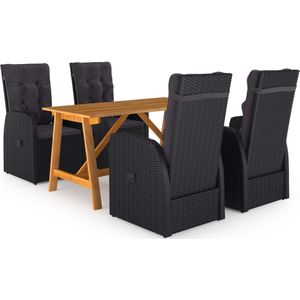 vidaXL 5-delige Tuinset zwart