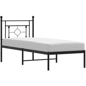 vidaXL Bedframe met hoofdbord metaal zwart 80x200 cm