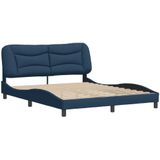 vidaXL Bedframe met hoofdbord stof blauw 160x200 cm