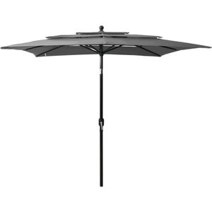 vidaXL Parasol 3-laags met aluminium paal 2,5x2,5 m antracietkleurig