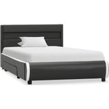 vidaXL Bedframe met LED kunstleer antraciet 90x200 cm