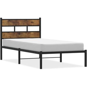 vidaXL Bedframe zonder matras metaal gerookt eikenkleurig 100x200 cm