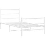 vidaXL Bedframe met hoofd- en voeteneinde metaal wit 100x190 cm