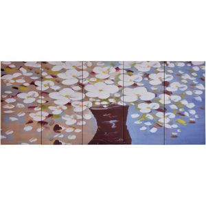 vidaXL Wandprintset bloemen in vaas 150x60 cm canvas meerkleurig