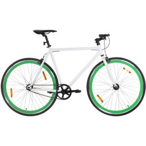 vidaXL Fiets met vaste versnelling 700 c 55 cm wit en groen