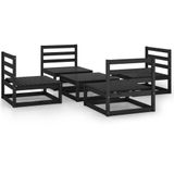 vidaXL 5-delige Loungeset massief grenenhout zwart