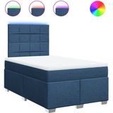 vidaXL Boxspring met matras stof blauw 120x200 cm