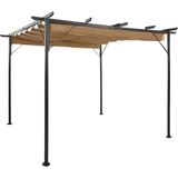 vidaXL Pergola met uittrekbaar dak 180 g/m² 3x3 m staal taupe