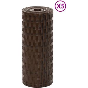 vidaXL Balkonschermen 5 st 255x19 cm poly rattan bruin en zwart