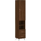 vidaXL Hoge kast 34,5x34x180 cm bewerkt hout bruin eikenkleur