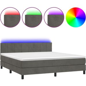 vidaXL Boxspring met matras en LED fluweel donkergrijs 160x200 cm