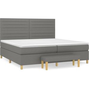 vidaXL Boxspring met matras stof donkergrijs 200x200 cm