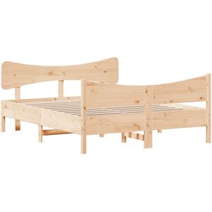 vidaXL Bedframe met hoofdbord massief grenenhout 150x200 cm