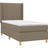 vidaXL Boxspring met matras en LED stof taupe 90x190 cm