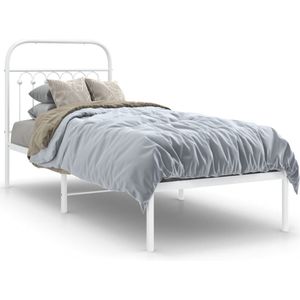 vidaXL Bedframe met hoofdbord metaal wit 80x200 cm