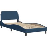 vidaXL Bedframe met hoofdbord stof blauw 90x200 cm