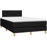 VidaXL Boxspring met Matras en LED Stof Zwart 120x200 cm