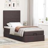 vidaXL Ottoman bed met matras en LED's 90x190cm stof donkerbruin
