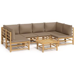 vidaXL 7-delige Loungeset met kussens bamboe taupe