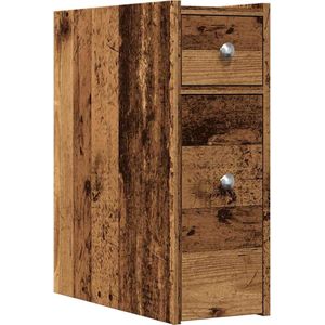 vidaXL Badkamerkast smal met wielen bewerkt hout oud houtkleurig