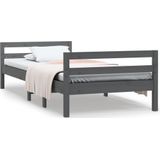 vidaXL Bedframe massief grenenhout grijs 90x200 cm