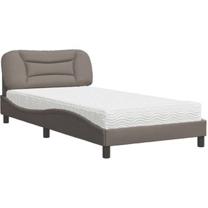 vidaXL Bed met matras stof taupe 100x200 cm