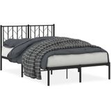 vidaXL Bedframe met hoofdbord metaal zwart 120x200 cm