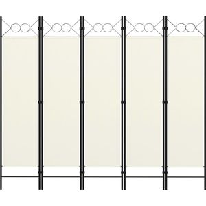 vidaXL-Kamerscherm-met-5-panelen-200x180-cm-crèmewit