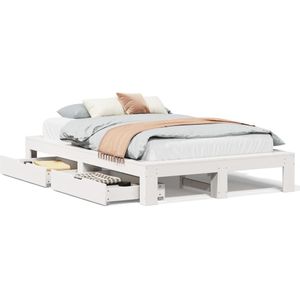 vidaXL Bedframe zonder matras massief grenenhout wit 120x190 cm