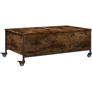 vidaXL Salontafel met wielen 91x55x34 cm bewerkt hout gerookt eiken