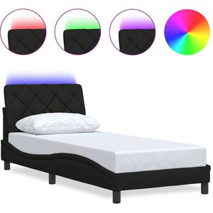 vidaXL Bedframe met LED zonder matras 80x200 cm stof zwart