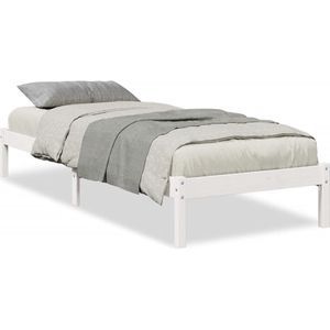 vidaXL Bedframe extra lang zonder matras grenenhout wit 90x210 cm