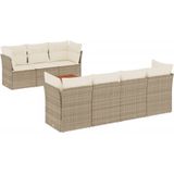 vidaXL 8-delige Loungeset met kussens poly rattan beige