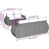 vidaXL 6-delige Loungeset met kussens poly rattan lichtgrijs