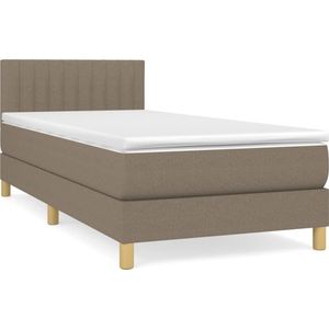 vidaXL Boxspring met matras stof taupe 90x200 cm