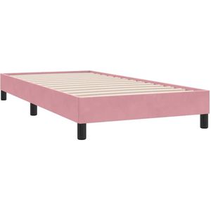 vidaXL Bedframe zonder matras 100x220 cm fluweel roze