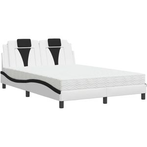 vidaXL Bed met matras kunstleer zwart en wit 120x200 cm