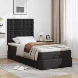vidaXL - Ottomaanse - bed - met - matrasx200cm - kunstleer - zwart
