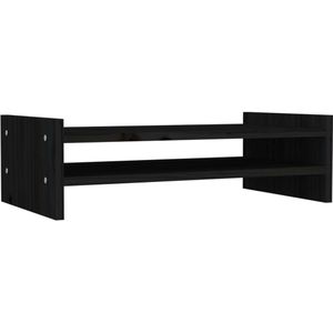 vidaXL Monitorstandaard 50x27x15 cm massief grenenhout zwart