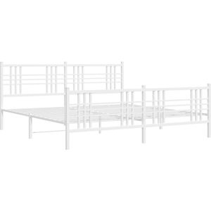 vidaXL Bedframe met hoofd- en voeteneinde metaal wit 180x200 cm