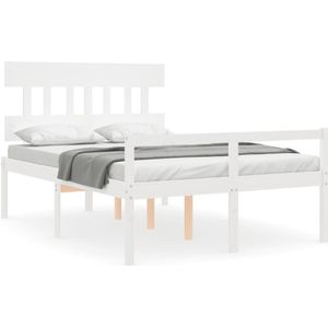 VidaXL Bedframe Massief Hout Wit 4FT6 Double