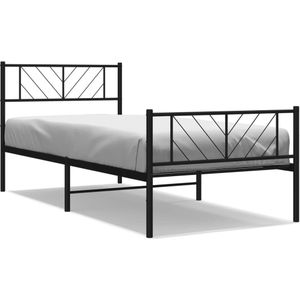 vidaXL Bedframe met hoofd- en voeteneinde metaal zwart 100x190 cm