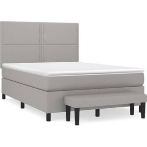 VidaXL Boxspring met Matras Stof Lichtgrijs 140x200 cm